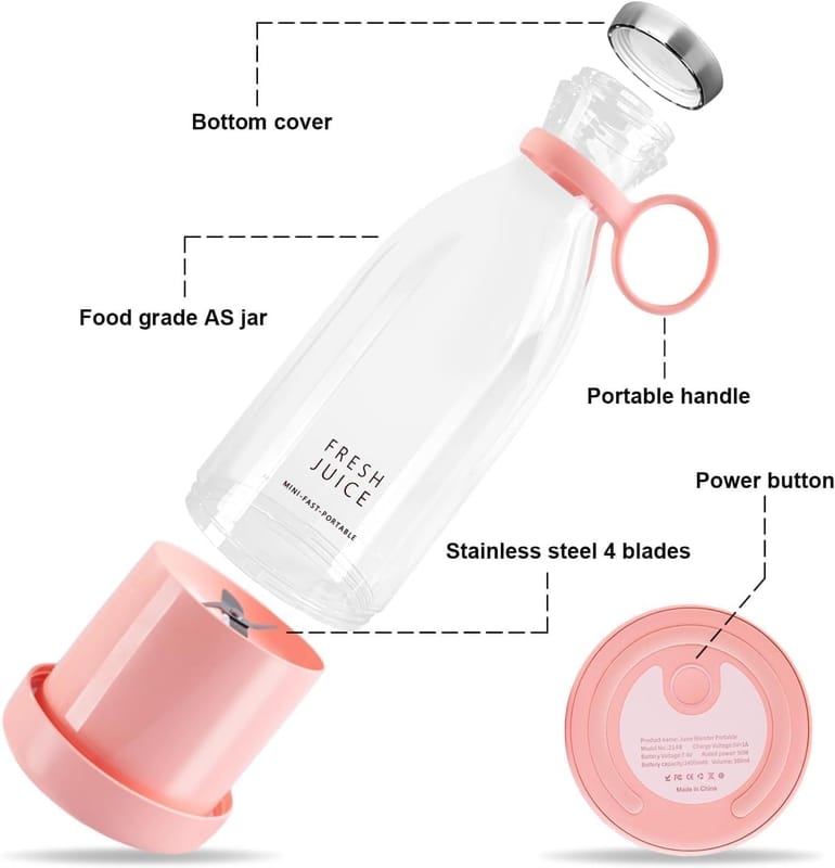 Electric Portable Mini Juicer Bottle | Wireless Personal Size Juicer Blender